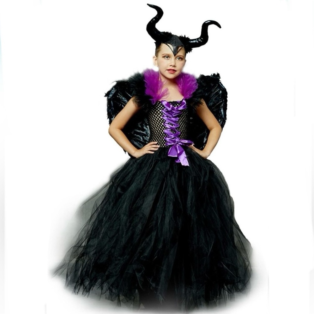 Lchiji Halloween Girl Halloween Costume Tutu Tulle Dresses Horns Wings Size 8